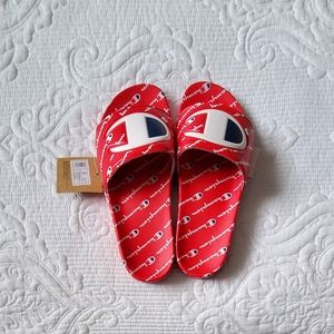 Champion Red Slide Sandals